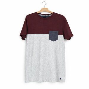 KOLBY | Maroon & Grey Cotton Pocket Tee – Men’s Small